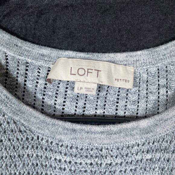 Ann Taylor Loft Womens Sweater Gray Petite Crew Neck Knitted Long Sleeve LP - Picture 4 of 12